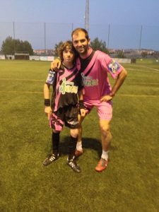 Pedro Abellán junto a su entrenador Carlos Perelló.